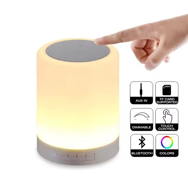 夜灯支持TF音箱便携式无线触摸控制彩色LED台灯蓝牙音箱